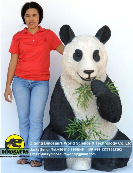 Decoration model animatronic panda eatting bamboo DWA088